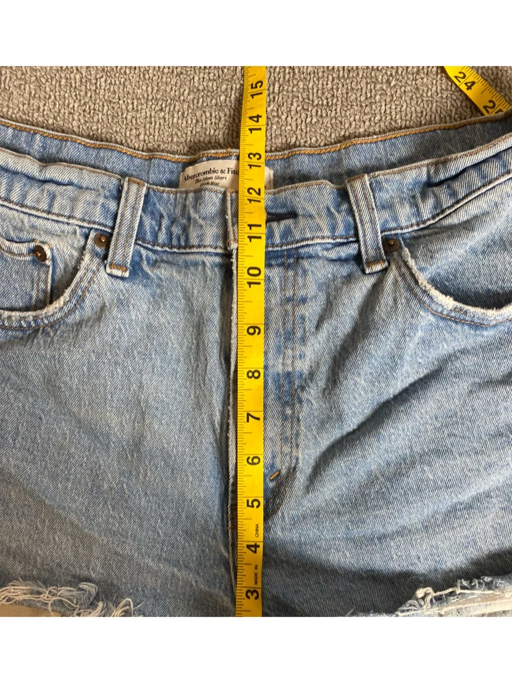 Abercrombie & Fitch Light Blue Mom Short High-Rise Distressed Summer Jean Shorts